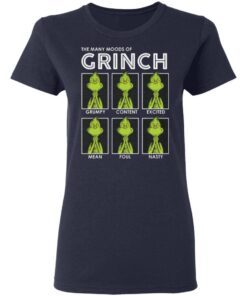 The many moods of Grinch Christmas t shirt