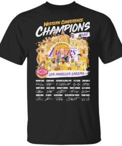 Western Conference Champions 2020 NBA Los Angeles Lakers signatures T-Shirt