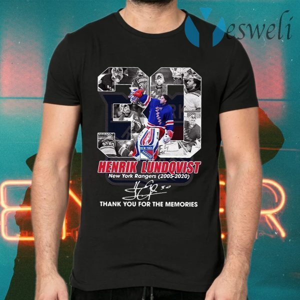 30 Henrik Lundqvist New York Rangers 2005 2020 thank signature T-Shirts