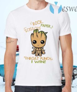 Baby Groot Rock paper scissors throat punch I win T-Shirts