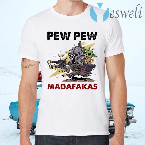 Boba Fett and Baby Yoda pew pew madafakas T-Shirts