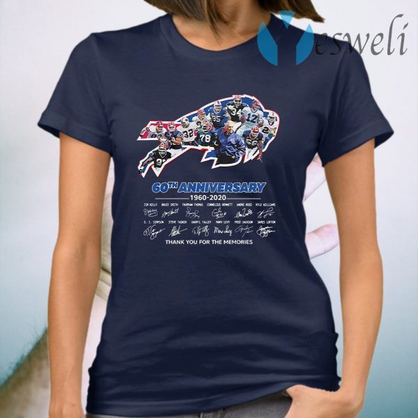 Buffalo Bills 60th anniversary 1960 2020 thank You for the memories signatures T-Shirt