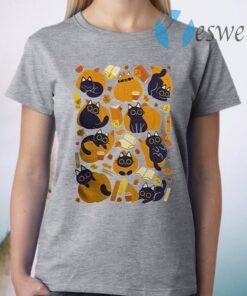 Cat Books And Pumpkins T-Shirt