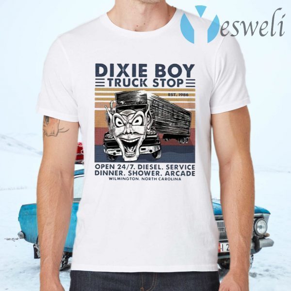 Dixie Boy Truck Stop Open 24.7 Diesel Service Dinner Shower Arcade T-Shirts