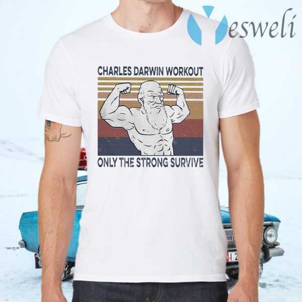 Gym Charles darwin workout only the strong survive vintage T-Shirts