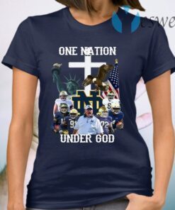 Notre Dame Fighting Irish Football One Nation Under God Cross T-Shirt