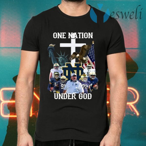 Notre Dame Fighting Irish Football One Nation Under God Cross T-Shirts