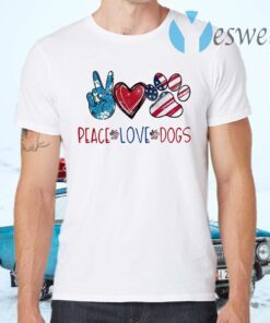 Peace Love Dogs Paw American Flag T-Shirts