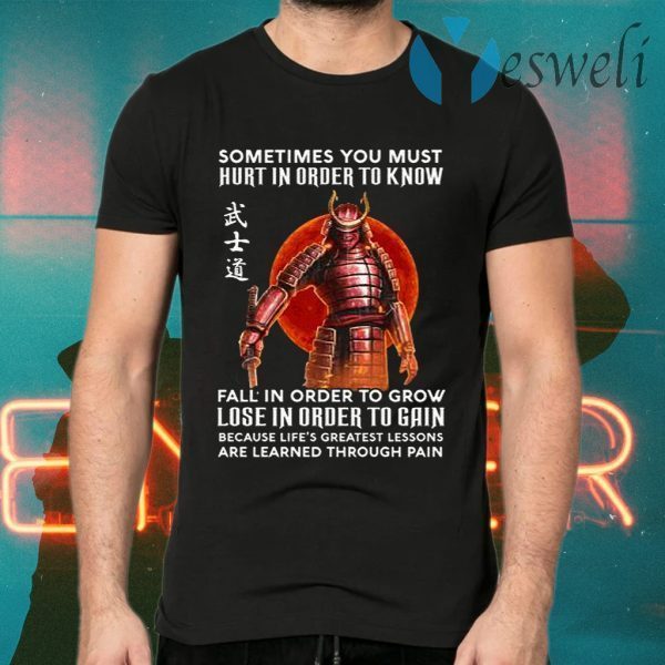 Samurai sometimes you must hurt in order to know sunset T-Shirts
