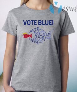 Vote Blue Fish Eating Red Fish Trump Funny Political Meme T-Shirt