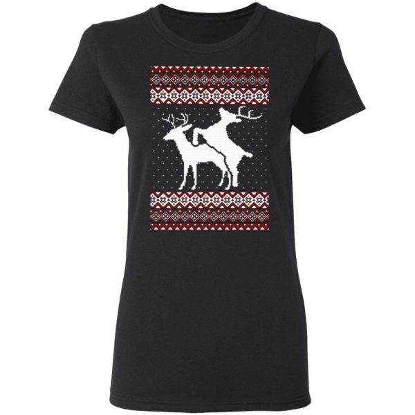 Reindeer Climax Ugly Christmas T-Shirt