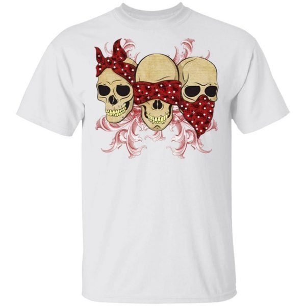 Three Skulls With Red Bandanas T-Shirt