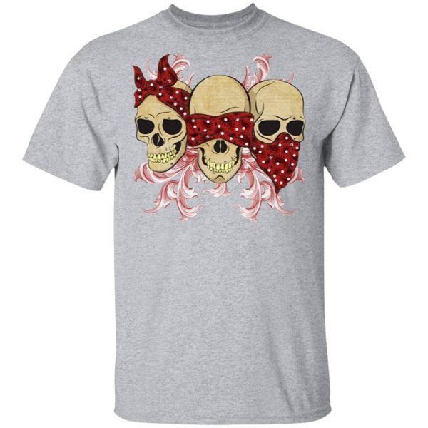 Three Skulls With Red Bandanas T-Shirt