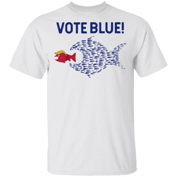 Vote Blue Fish Eating Red Fish Trump Funny Political Meme T-Shirt