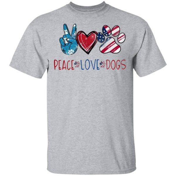 Peace Love Dogs Paw American Flag T-Shirt