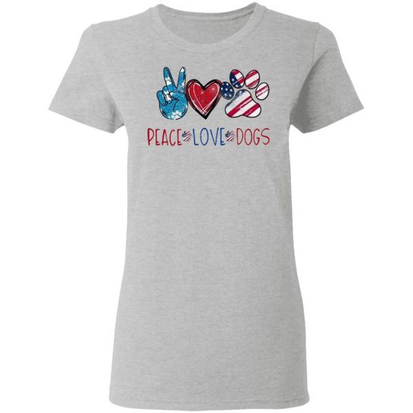 Peace Love Dogs Paw American Flag T-Shirt