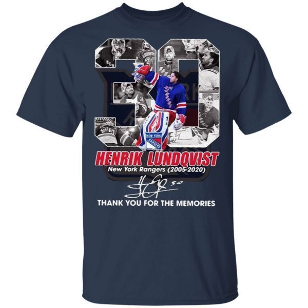30 Henrik Lundqvist New York Rangers 2005 2020 thank signature T-Shirt