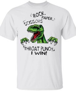Dinosaur T Rex Rock Paper Scissors Throat Punch I Win T-Shirt