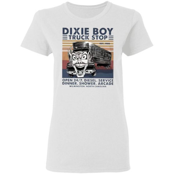 Dixie Boy Truck Stop Open 24.7 Diesel Service Dinner Shower Arcade T-Shirt