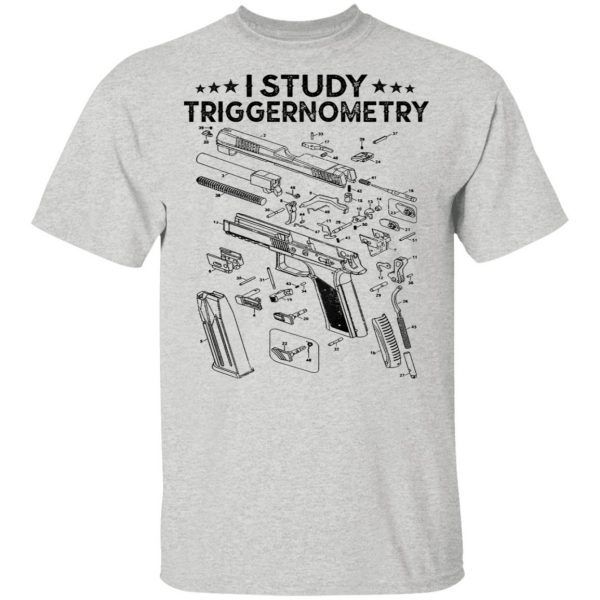 I Study Triggernometry Gun On Back Veteran Christmas T-Shirt