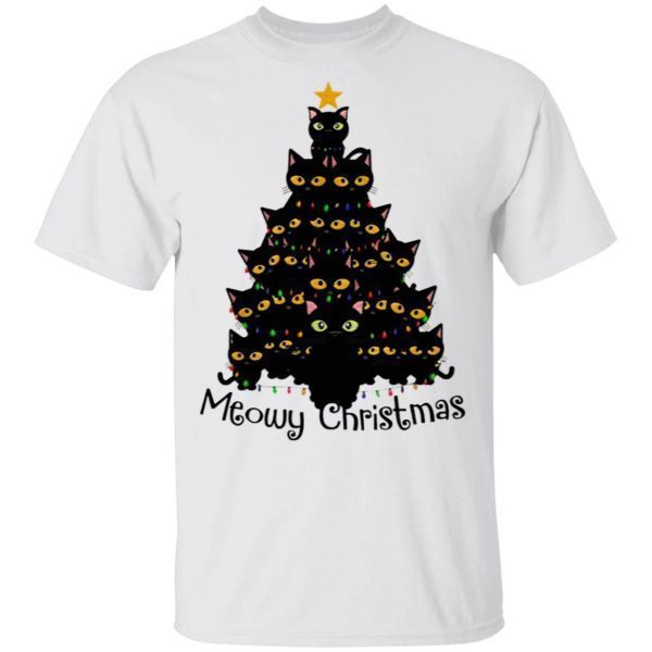 Black Cats Meowy Christmas Tree T-Shirt
