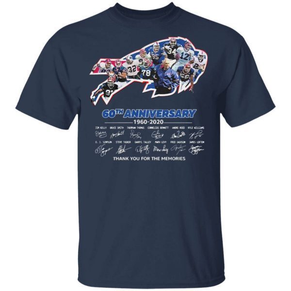 Buffalo Bills 60th anniversary 1960 2020 thank You for the memories signatures T-Shirt