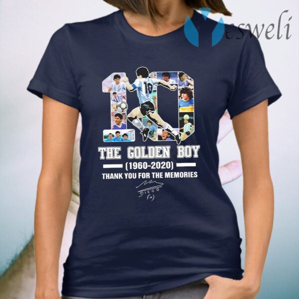 10 Diego Maradona The golden Boy 1960 2020 thank you for the memories signature T-Shirt