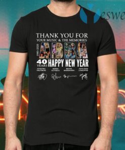 ABBA 40 Years Happy New Year 1980 2020 Thank You For Your Music And The Memories Signature T-Shirts