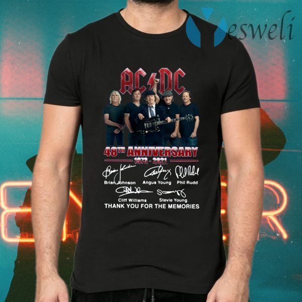 AC DC 48th Anniversary 1973-2021 Thank You For The Memories T-Shirts