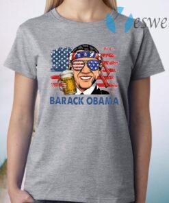 Barack Obama Hold Beer American Flag T-Shirt