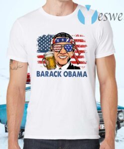 Barack Obama Hold Beer American Flag T-Shirts