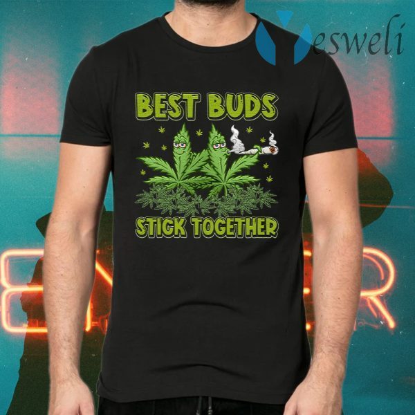 Best Buds Stick Together Trippy Pot Leaf T-Shirts