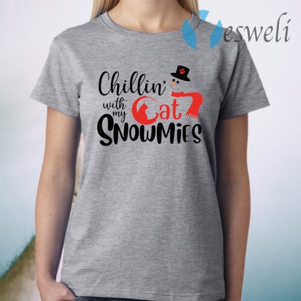 Chillin' With My Cat Snowmies Christmas T-Shirt
