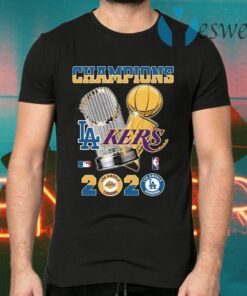 Cups Champions Los Angeles Dodgers Los Angeles Lakers 2020 T-Shirts