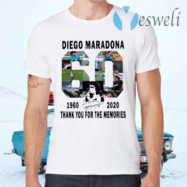 Diego Maradona 1960-2020 Thanks You For The Memories signature T-Shirts