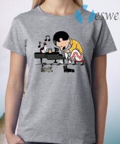 Freddie Peanuts Playing Piano And Cat Youth Kids T-Shirt