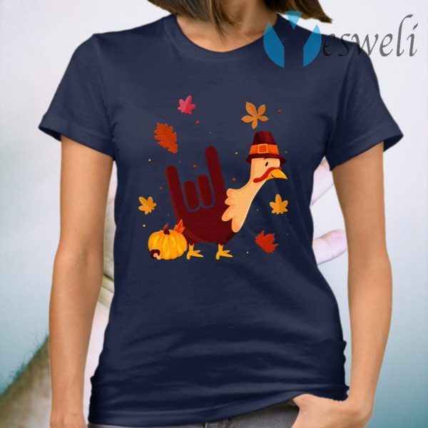 Funny Turkey Thanksgiving I Love You Sign Language T-Shirt