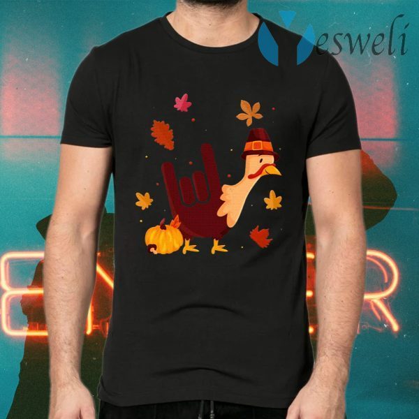 Funny Turkey Thanksgiving I Love You Sign Language T-Shirts