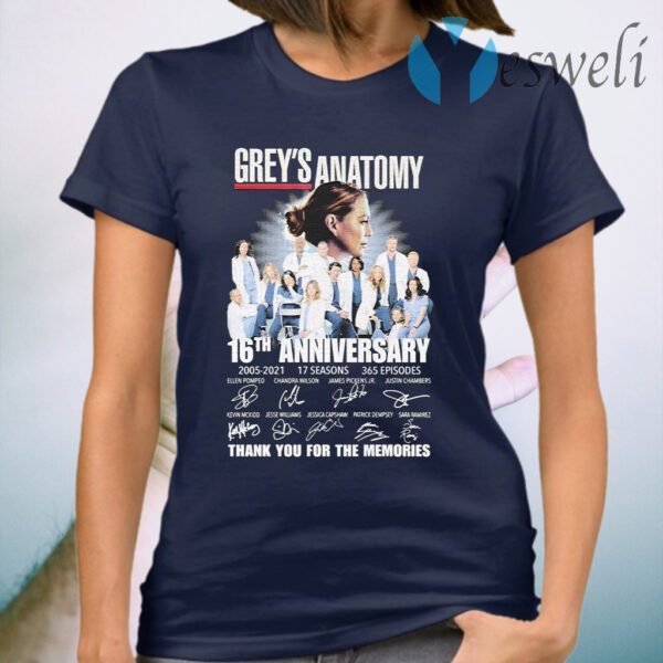 Grey’s anatomy 16th anniversary 2005 2021 17 seasons thank T-Shirt