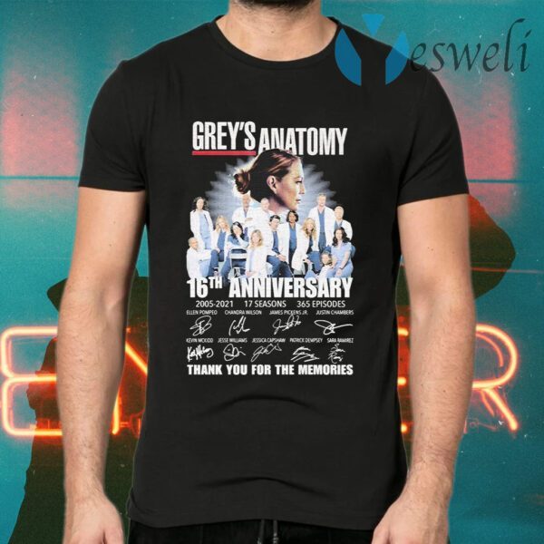Grey’s anatomy 16th anniversary 2005 2021 17 seasons thank T-Shirts
