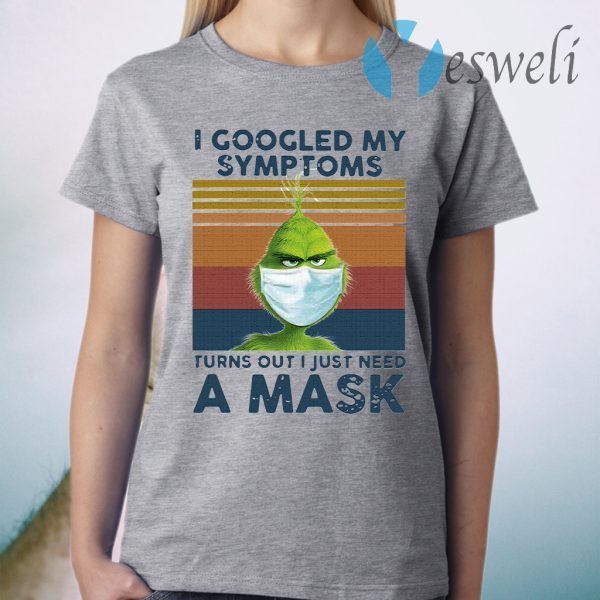 Grinch Face Mask I Googled My Symptoms Turns Out I Just Need A Mask Vintage T-Shirt