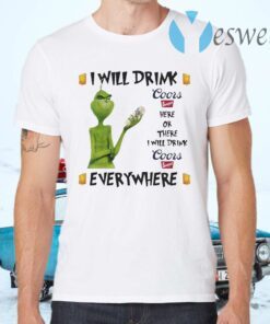 Grinch I Will Drink Coors Banquet Here And There Everywhere Christmas T-Shirts