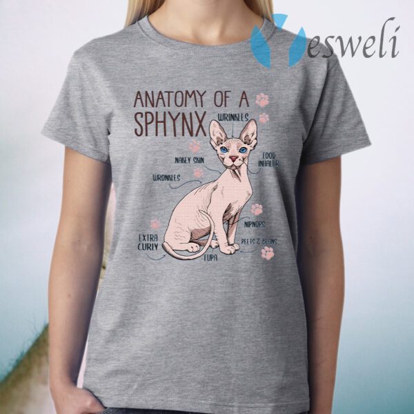 Hairless Sphynx Cat Anatomy Cat with No Hair Perfect Paw Cat Lover Gift T-Shirt