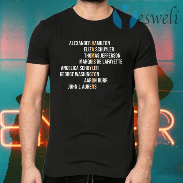 Hamil-ton Eliza Jefferson Angelica and Burr Names T-Shirts