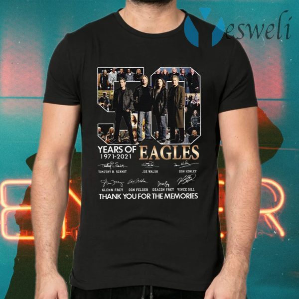 Hot Eagles 50 years of 1971-2021 signatures thank you for the memories T-Shirts