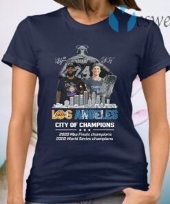 Kobe Bryant LeBron James Los Angeles Vs Corey Seager LA Dodgers City Of Champions 2020 Signature T-Shirt