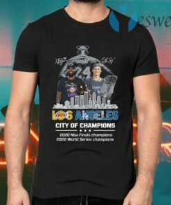 Kobe Bryant LeBron James Los Angeles Vs Corey Seager LA Dodgers City Of Champions 2020 Signature T-Shirts