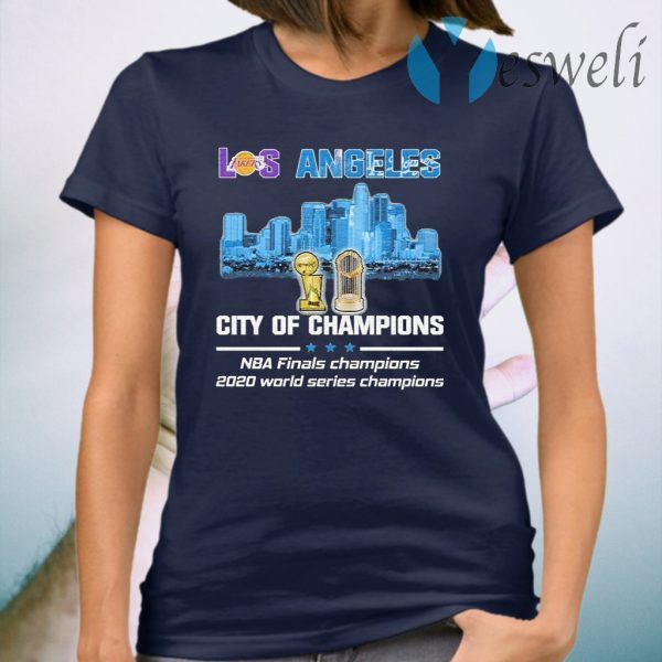 Los Angeles Lakers vs Los Angeles Dodgers city of Champions Nba Finals Champions 2020 world series champions T-Shirt