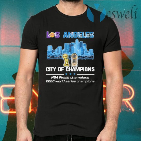 Los Angeles Lakers vs Los Angeles Dodgers city of Champions Nba Finals Champions 2020 world series champions T-Shirts