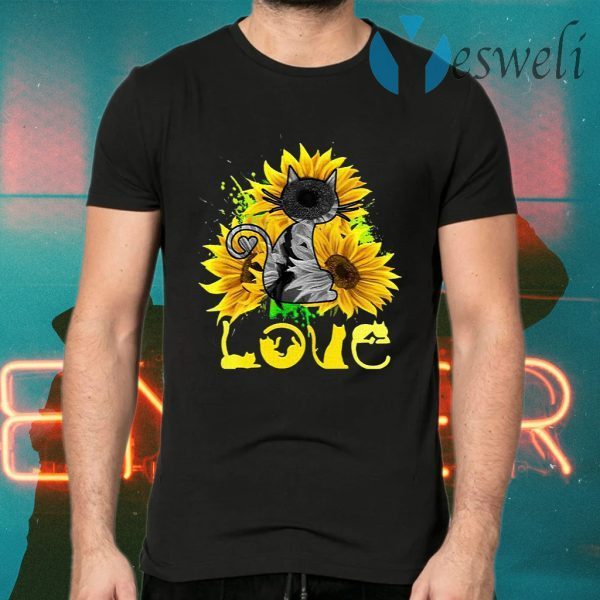 Love Cat Sunflower T-Shirts